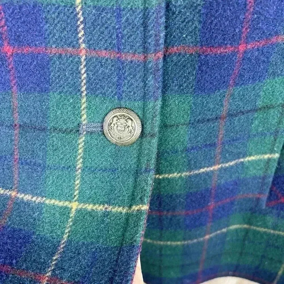 Pendleton Jacket 14 Plaid Green and Blue Virgin and Lamb Wool - Picture 5 of 8